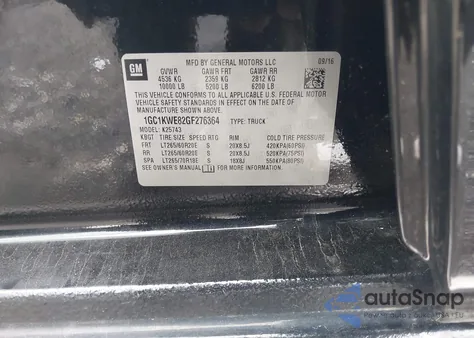 2016 Chevrolet Silverado 2500Hd Ltz from USA, damaged, VIN 1GC1KWE82GF276364